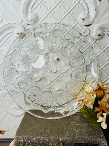 CRYSTAL VINTAGE GLASS LARGE EGG PLATTER