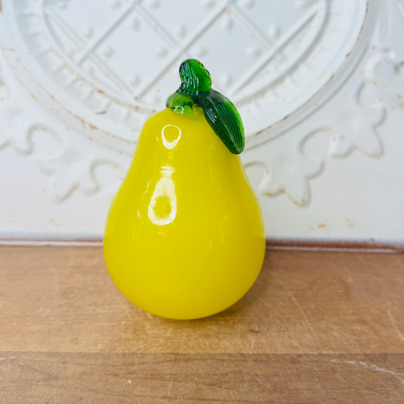 VINTAGE HANDBLOWN GLASS DECOR - YELLOW PEAR