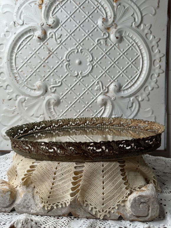 HOLLYWOOD REGENCY VINTAGE OVAL MIRROR TRAY