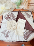 LOT OF VINTAGE LINENS - BROWN & CREAM