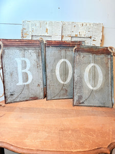 ANTIQUE TIN TILES GARLAND - BOO