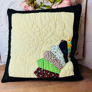HANDMADE VINTAGE QUILT FLORAL THROW PILLOW