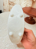 VINTAGE BOAT SHAPED MILK GLASS HOBNAIL ORNATE PLANTER