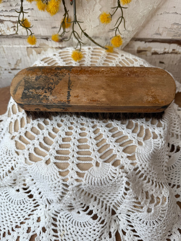 VINTAGE LARGE WOOD HORSE HAIR BRUSH