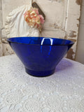 VINTAGE COLLECTIBLE COBALT BLUE DISNEY ETCHED  ORNATE LARGE BOWL