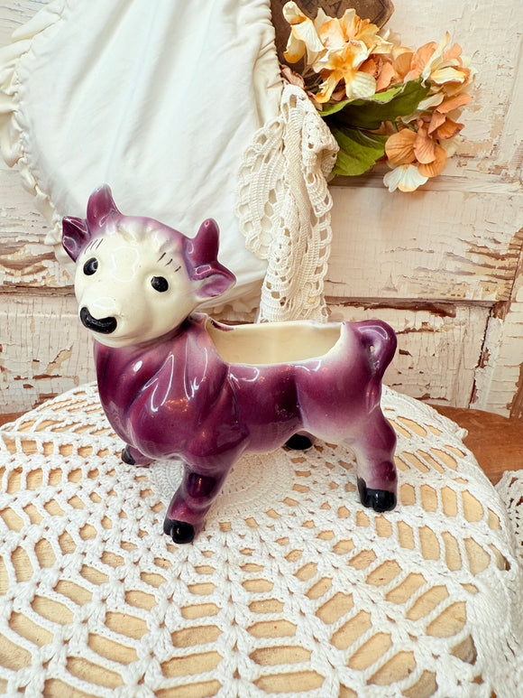 VINTAGE PURPLE COW PLANTER