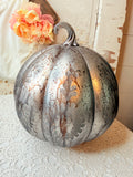 VINTAGE MERCURY GLASS  ORNATE LARGE PUMPKIN DECOR