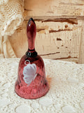 VINTAGE PURPLE GLASS PAINTED BUTTERFLY BELL SIGNED