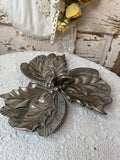 VINTAGE PEWTER HOLLY DIVIDED NUT DISH