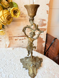 ANTIQUE BRASS BOY HOLDING CANDLEHOLDER ORNATE DECOR