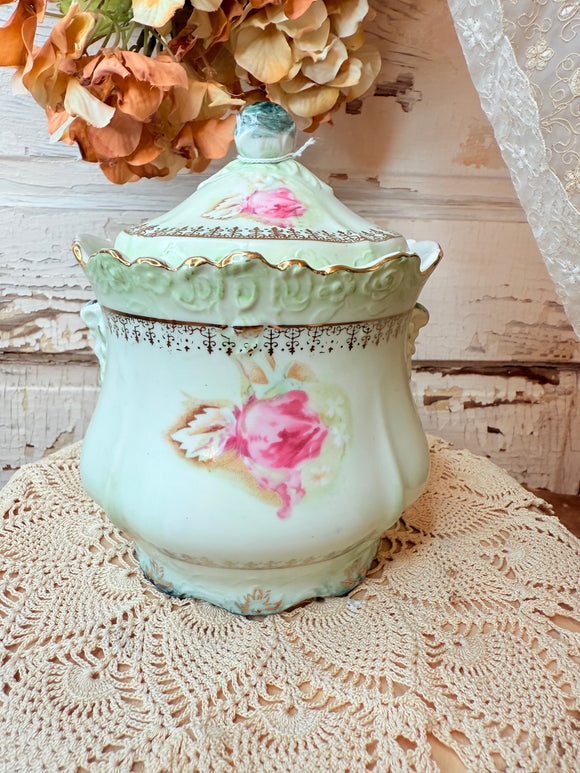 VINTAGE HAND PAINTED NIPPON BISCUIT JAR