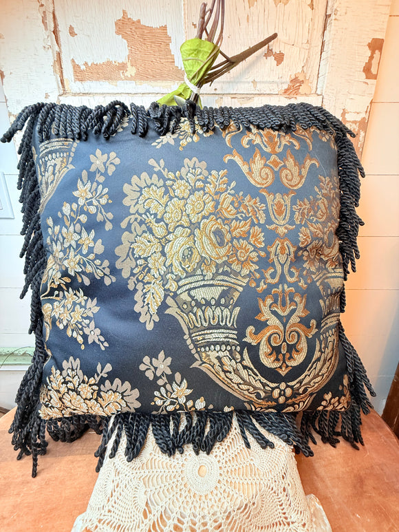 DAMASK TASSEL LARGE VINTAGE THROW PILLOW