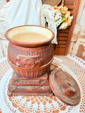 VINTAGE POT BELLY STOVE LARGE CERAMIC CANISTER COOKIE JAR