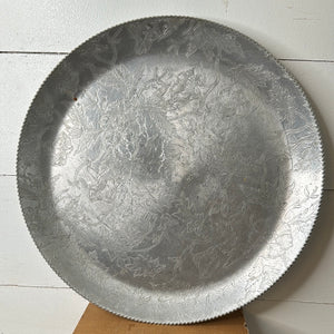 XL ALUMINUM ETCHED VINTAGE PLATTER PLATE