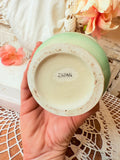 VINTAGE POTTERY FLORAL VASE - GREEN