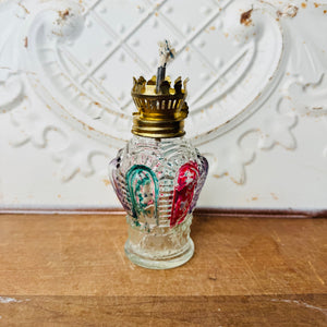 VINTAGE GLASS PAINTED OIL LAMP DECOR