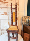 ANTIQUE JACOBEAN SPANISH WOODEN PRAYER CHAIR - 2 AVAILABLE