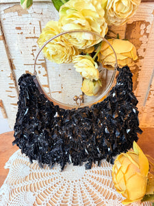 VINTAGE ORNATE HOLLYWOOD BLACK PURSE