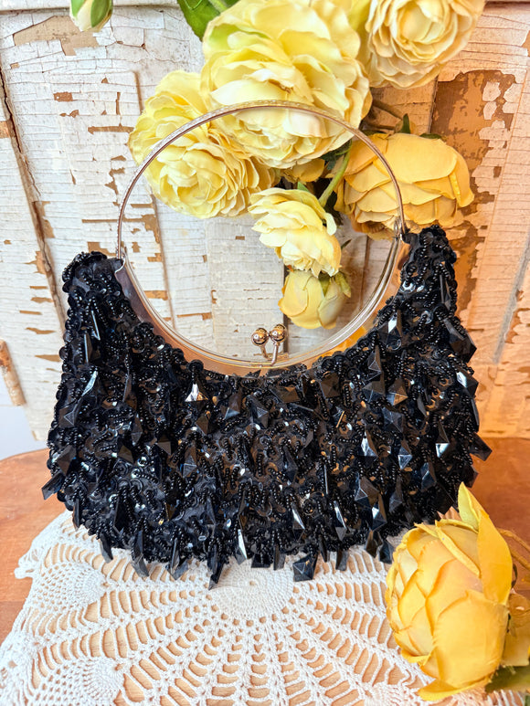 VINTAGE ORNATE HOLLYWOOD BLACK PURSE
