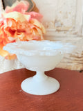 VINTAGE MILK GLASS EYELET COMPOTE