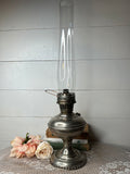 ANTIQUE NICKEL PLATED OIL LAMP