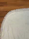 VINTAGE WHITE DAMASK WITH FRINGE BEDSPREAD 109x76