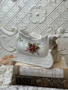 ORNATE DAMASK FLORAL SLEIGH PLANTER DECOR