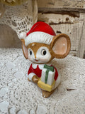VINTAGE HOMCO CHRISTMAS STATUETTE - SANTA CHIPMUNK WITH PRESENT