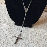 VINTAGE CROSS NECKLACE - BLACK AND SILVER