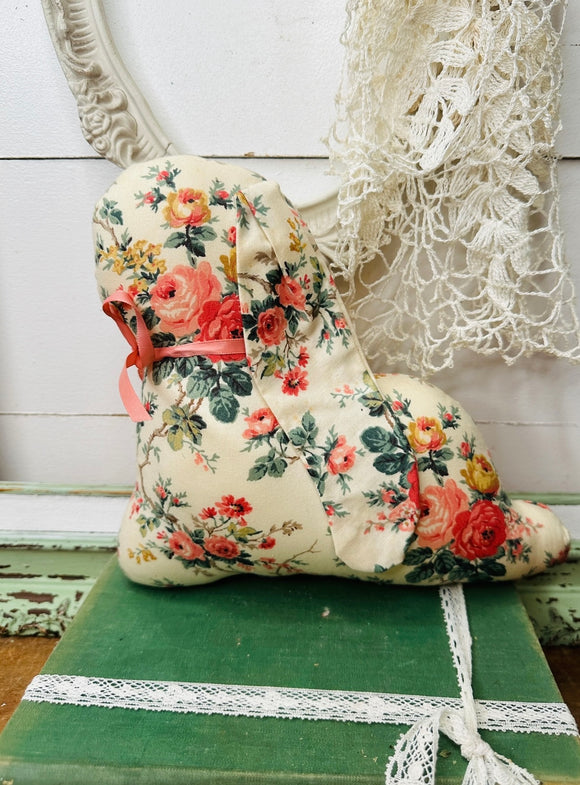 VINTAGE FLORAL FABRIC BUNNY DECOR