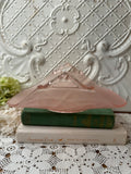 FROSTED PINK GLASS ORNATE VINTAGE BANANA PLATE