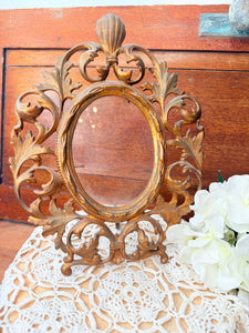 ANTIQUE 1920S BRASS OVAL RARE ROCOCO VICTORIAN FRAME #2