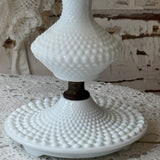 VINTAGE MILK GLASS HOBNAIL LAMP WITH SHADE - 2 AVAILABLE