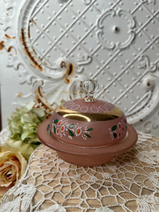 EXTRA RARE HANDBLOWN GLASS HANDPAINTED JAR AND LID