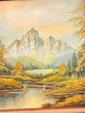 VINTAGE WOOD FRAMED LARGE OIL PAINTING