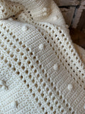 AMAZING VINTAGE “POPCORN” HANDMADE KNIT BLANKET