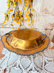 VINTAGE BRASS COVERED SERVING BOWL And lid
