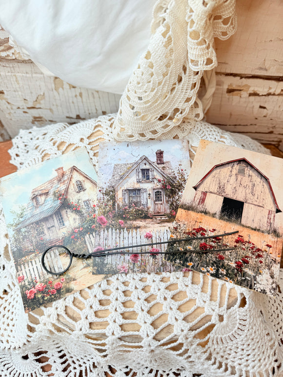 AUTUMNAL FARMHOUSE COTTAGE PRINTS WITH PHOTO HOLDERS