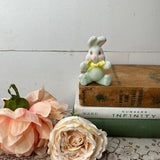 RETRO FLOCKED PASTEL BUNNY STATUETTE