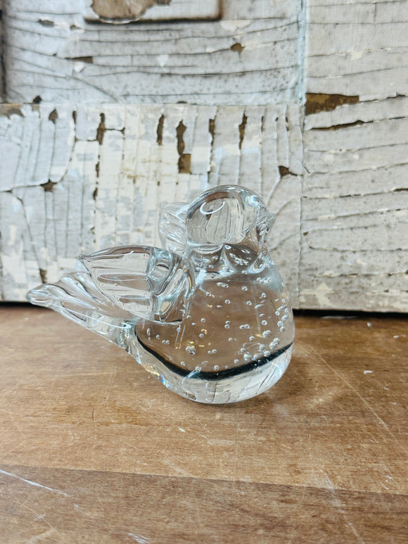HANDBLOWN GLASS VINTAGE BIRD PAPERWEIGHT STATUETTE