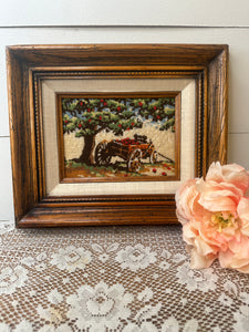 HANDMADE NEEDLEPOINT UNDER THE TREES FRAMED ART