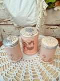 VINTAGE PRIMITIVE TIN 3 PIECE SHAKER SET
