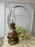 ORNATE RARE ROSE PAINTED VINTAGE SHABBY CHIC OIL LAMP - 2 AVAILABLE