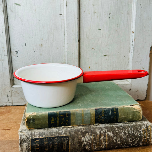 ENAMEL VINTAGE RED TRIM PAN