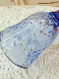 VINTAGE BLUE GLASS PAINTED FLORAL BELL