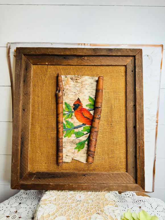 UNIQUE VINTAGE CARDINAL ART PIECE