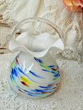 VINTAGE BLOWN GLASS CONFETTI BASKET