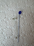 SET OF 2 VINTAGE ASSORTED BAR STIRRERS CLEAR GLASS AND COBALT BLUE SWIZZLE TOP