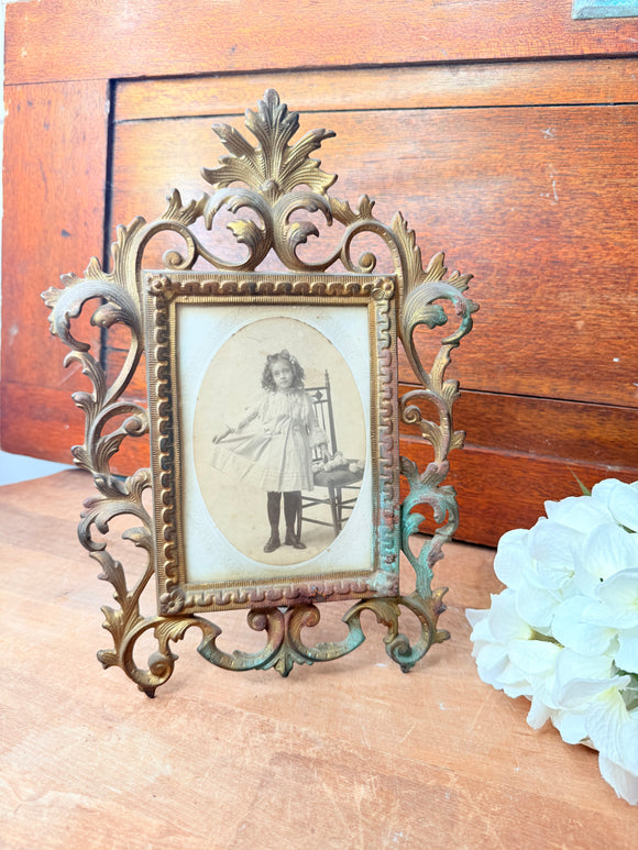 1920S ANTIQUE VICTORIAN BRASS FRAME 5x7 ROCOCO - #2