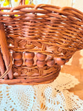 VINTAGE WICKER BASKET WITH BEADED ACCENT